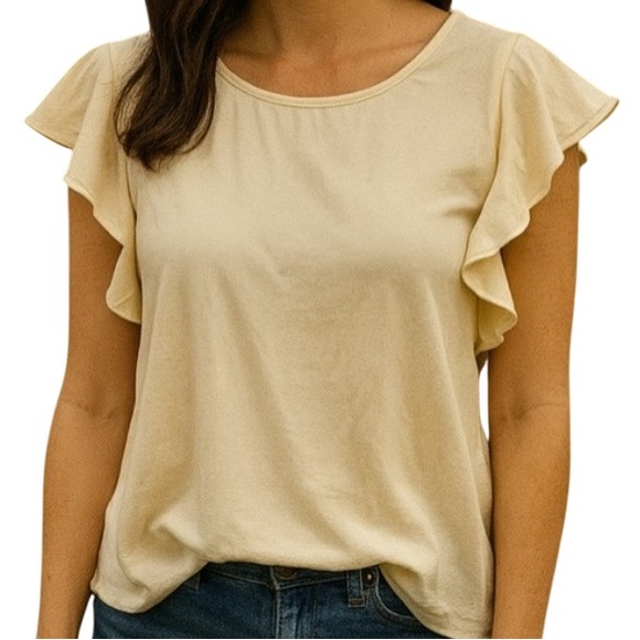 Zara Cream Ruffle Sleeve Blouse - Picture 1 of 4